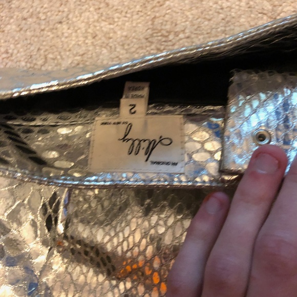 Milly Mirrored Leather Python Pencil Skirt - Picture 4 of 8